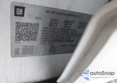 2019 Chevrolet Colorado Wt z USA, uszkodzony, nr VIN 1GCGSBEN2K1332088